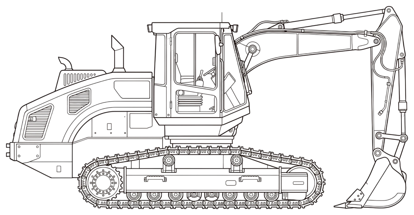 JCB JS130 side elevation